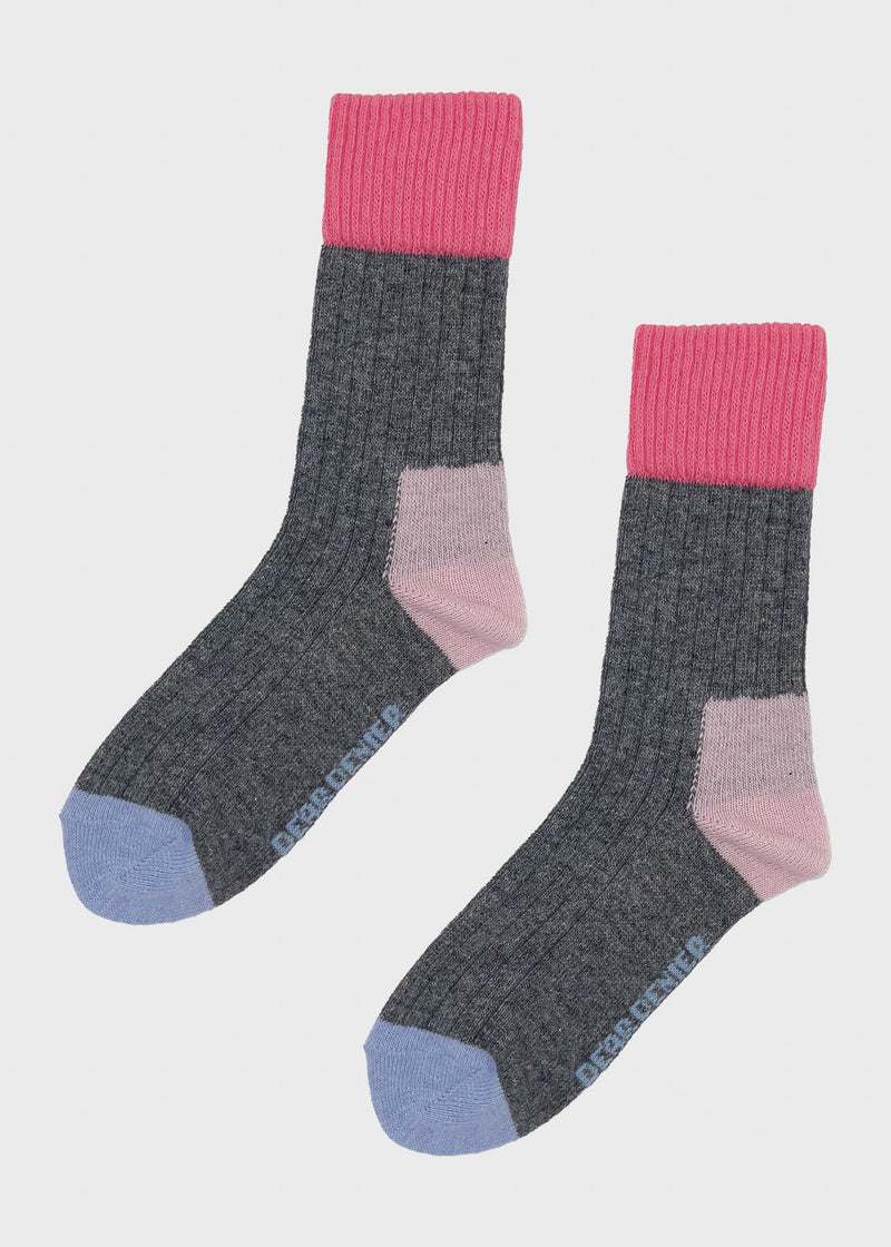 ESTHER CASHMERE CONTRAST - Grey - Pink