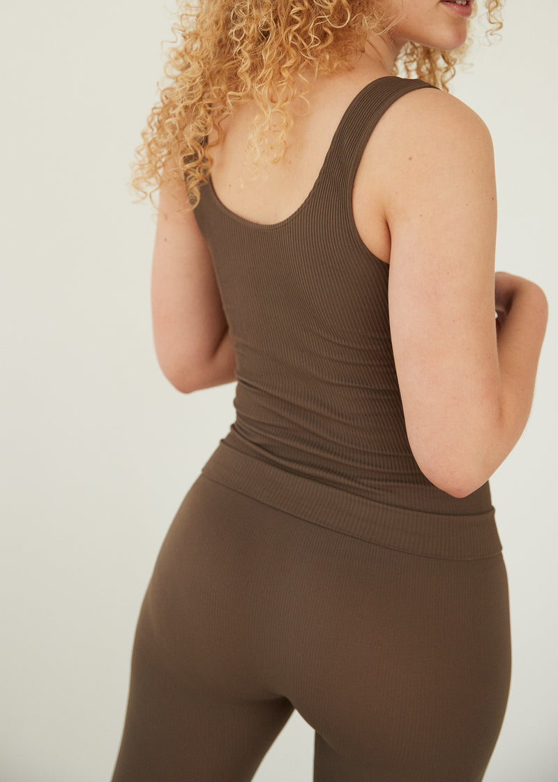 The Lena Seamless Rib Tank Top is a premium sports top made with recycled materials.