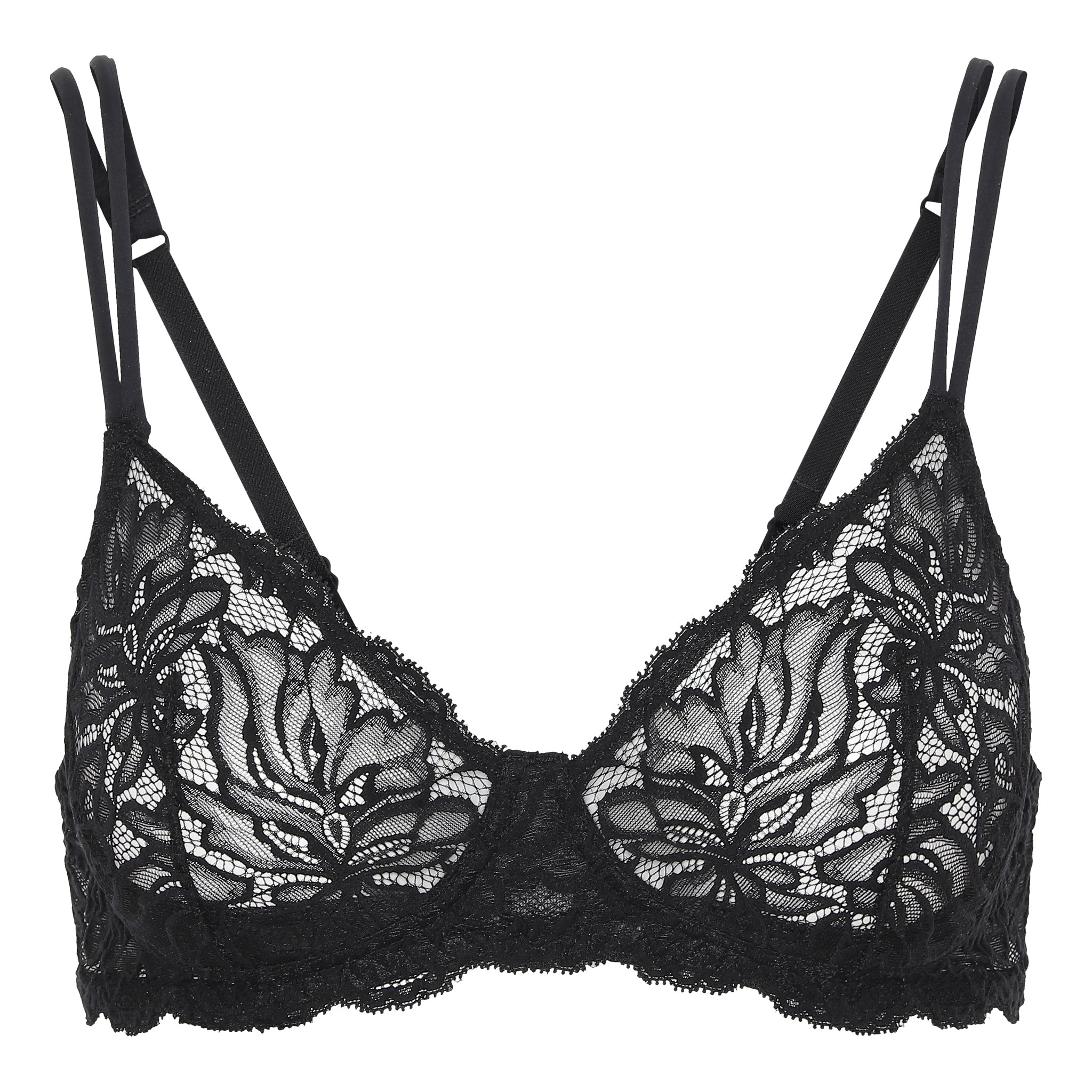 Our Magnolia Bra is cut from soft Italian stretch lace with delicate florals, paired with elegant adjustable double straps.