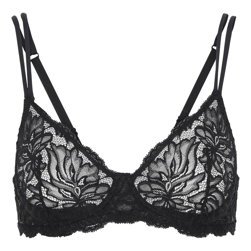 Black and store white lace bra