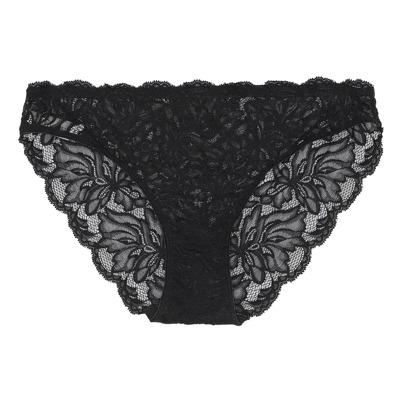 The Magnolia Brief is cut from soft Italian stretch lace with delicate florals. It has a low-rise fit and is finished with very soft and shiny edge elastics. 