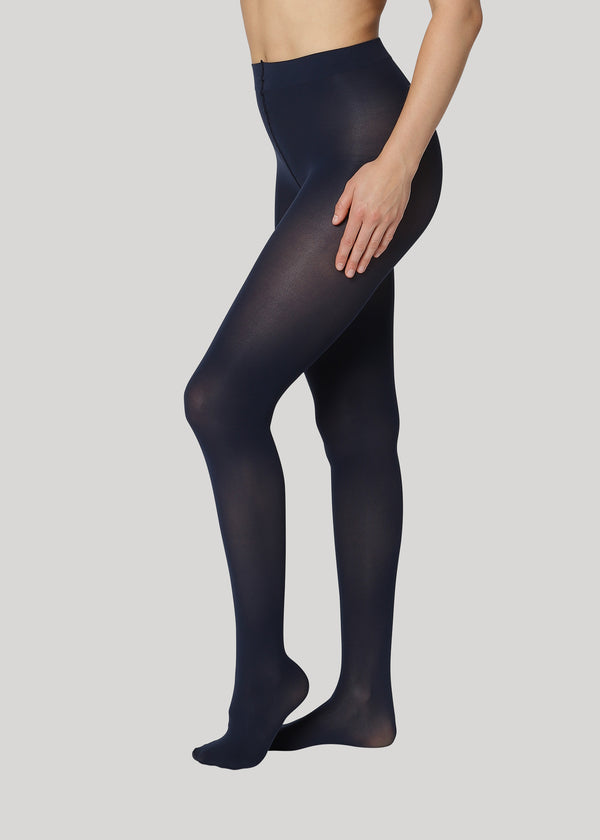 The Rebecca 50 denier in Midnight is the classical medium coverage tights made using only recycled materials and 3D knitting technology for durability and longevity.
