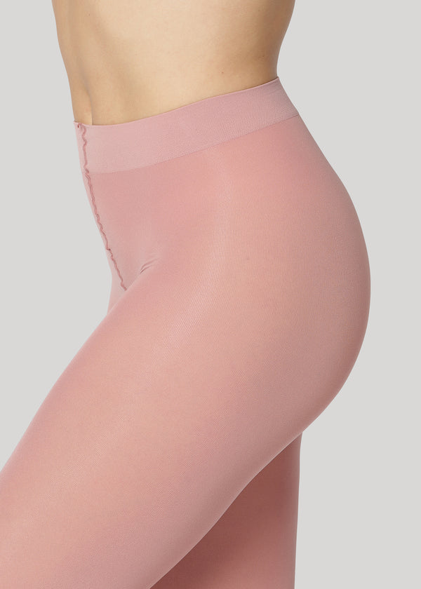 The Rebecca 50 denier in Old Rose  is the classical medium coverage tights made using only recycled materials and 3D knitting technology for durability and longevity.