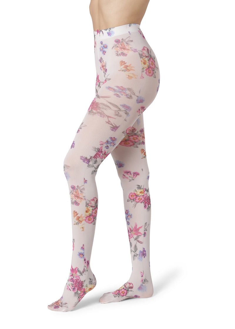 Rebecca 50 denier - Pink Floral Print - Beige