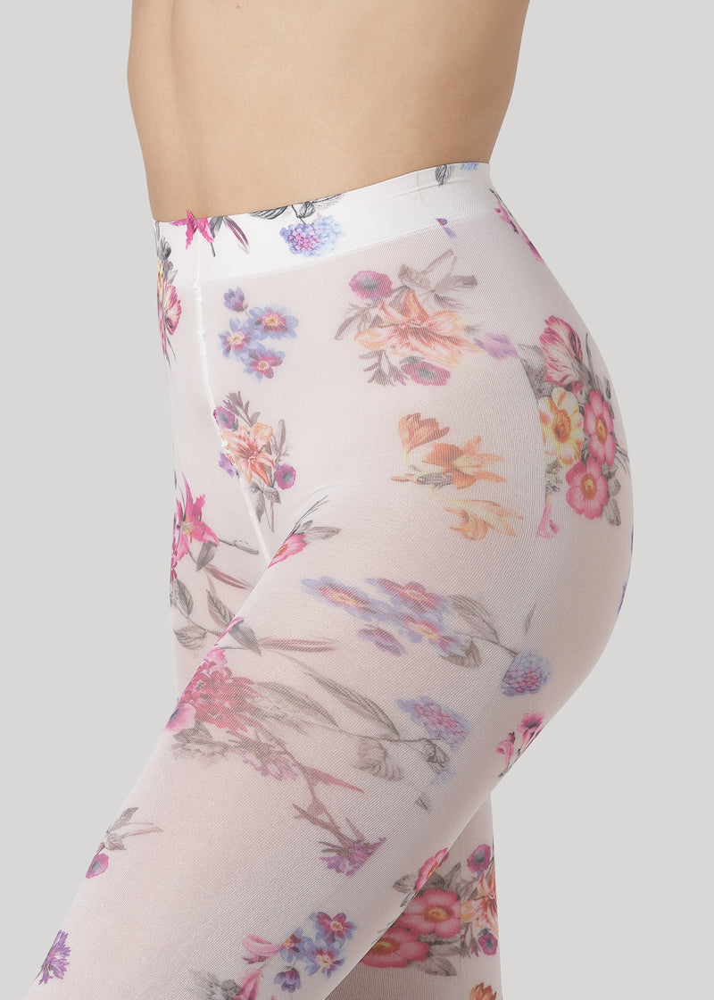 Rebecca 50 denier - Pink Floral Print - Beige