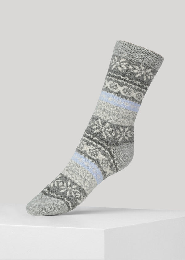 ELLEN NORWEGIAN KNIT - Grey / Light blue